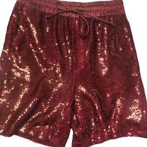 NWT Zara burgundy sequin shorts large